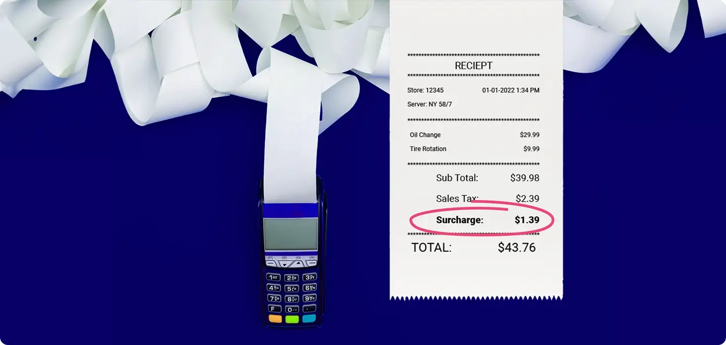 Surcharging example on receipt. 